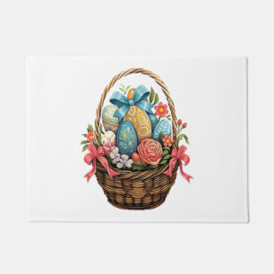 Easter Day Easter Basket Colourful Eggs Flowers Doormat