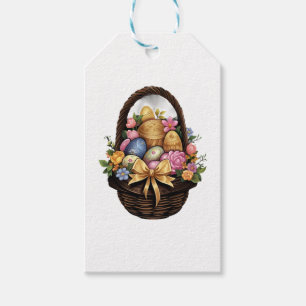 Easter Day Easter Basket Colourful Eggs Flowers  Gift Tags