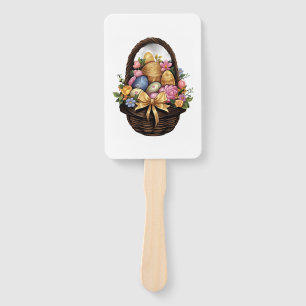 Easter Day Easter Basket Colourful Eggs Flowers Hand Fan