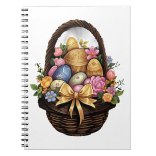 Easter Day Easter Basket Colourful Eggs Flowers  Notebook