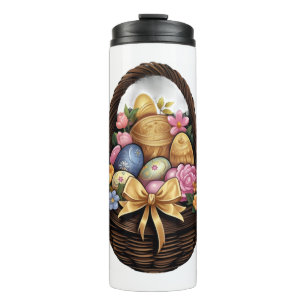 Easter Day Easter Basket Colourful Eggs Flowers  Thermal Tumbler