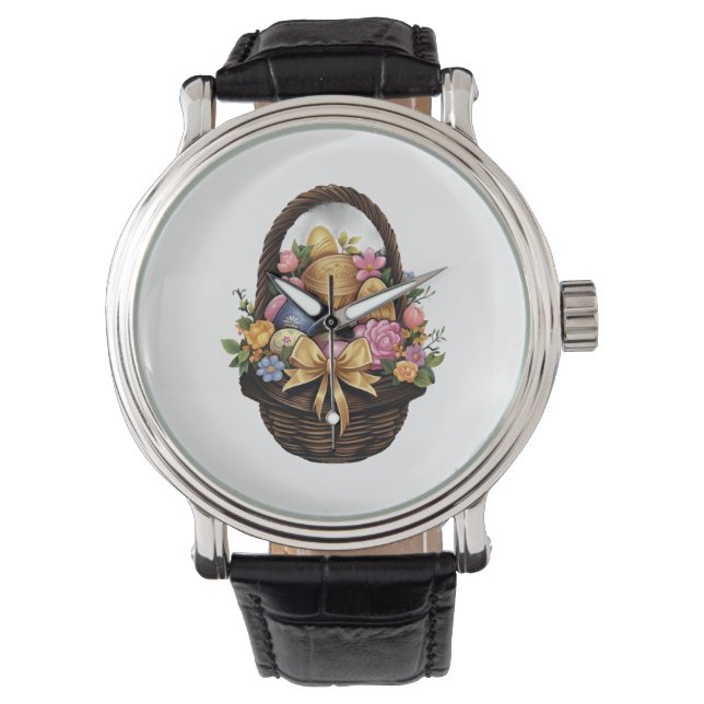 Easter Day Easter Basket Colourful Eggs Flowers  Watch (Front)