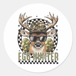 Easter Day Egg Hunter Camo Deer Hunting Boys Men H Classic Round Sticker