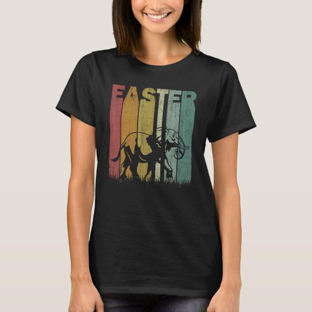 Easter Day Elephant Retro Graphic Funny Easter Cos T-Shirt (Front)
