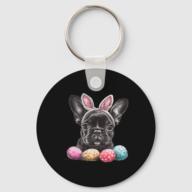Easter Day Frenchie Dog Easter Frenchie Dog Easter Key Ring (Front)