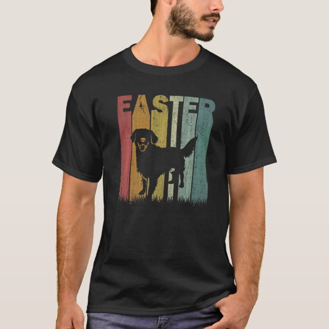 Easter Day Golden Retriever Dog Retro Graphic East T-Shirt (Front)