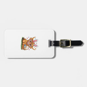 Easter Day Highland Cow Cute Easter Bunny Farmer W Luggage Tag