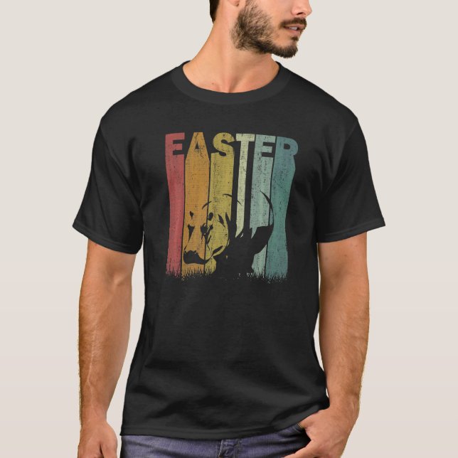 Easter Day Hippo Retro Graphic Funny Easter Costum T-Shirt (Front)