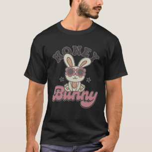 Easter Day Honey Bunny Glasses Rabbit Retro Vintag T-Shirt