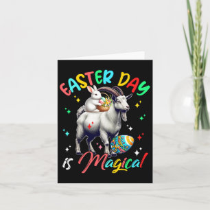 Easter Day Is Magical Cute Bunny Riding Goat Hunti Card
