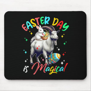Easter Day Is Magical Cute Bunny Riding Goat Hunti Mouse Mat