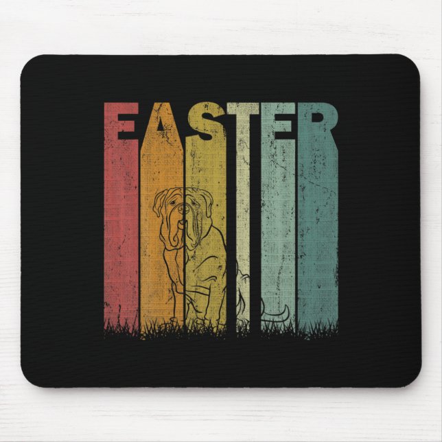 Easter Day Mastiff Dog Retro Graphic Funny Easter  Mouse Mat (Front)
