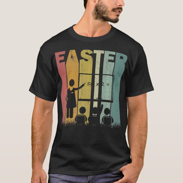 Easter Day Math Teacher Retro Graphic Funny Easter T-Shirt (Front)