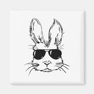 Easter Day Original Bunny Face With Sungles Men Bo Magnet