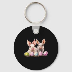 Easter Day Pig Easter Pig Bunny Ears Eggs Bysket Key Ring