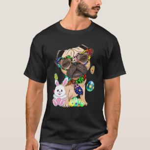 Easter Day Pug Dog Wearing Glasses And Bandanna Bu T-Shirt