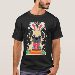 Easter Day Pug Puppy Bunny Ears Easter Basket Eggs T-Shirt