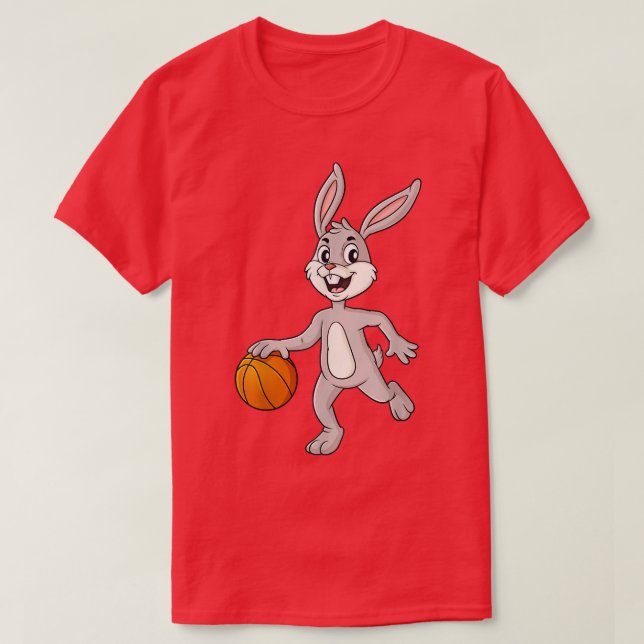Easter Day Rabbit Bouncing Basketball Funny Boys G T-Shirt (Design Front)