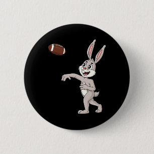 Easter Day Rabbit Football Quarterback Fun Boys Gi 6 Cm Round Badge