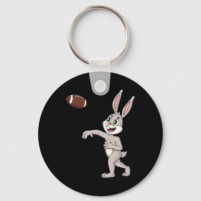 Easter Day Rabbit Football Quarterback Fun Boys Gi Key Ring (Front)