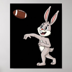 Easter Day Rabbit Football Quarterback Fun Boys Gi Poster