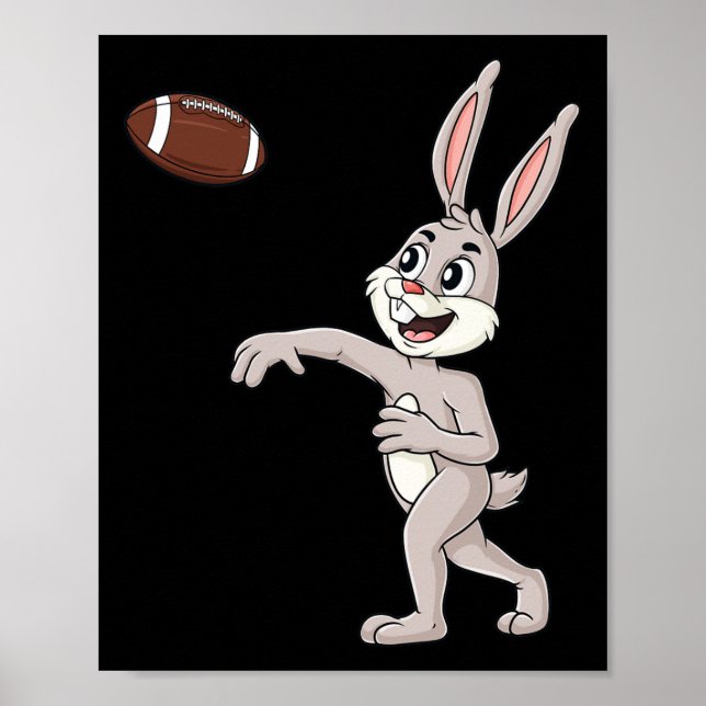 Easter Day Rabbit Football Quarterback Fun Boys Gi Poster (Front)