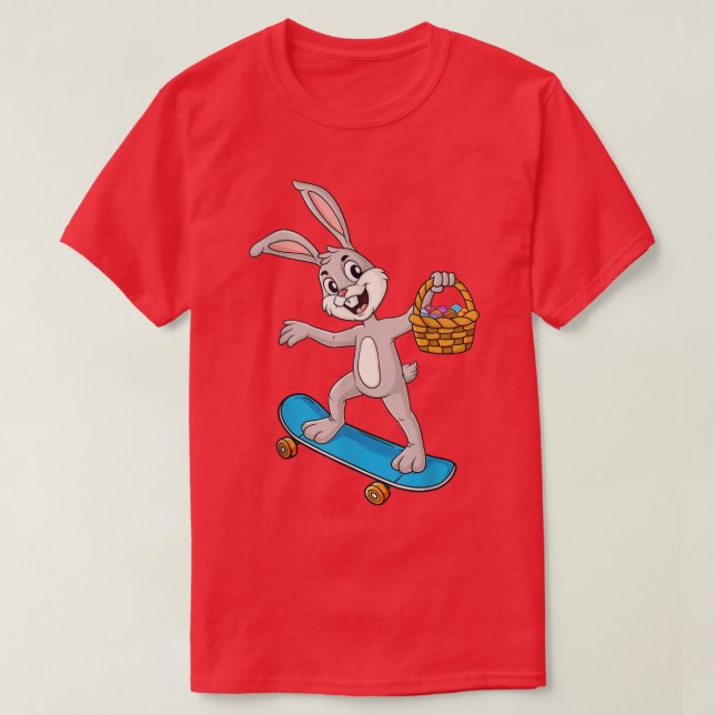 Easter Day Rabbit Riding A Skateboard Boys Girls K T-Shirt (Design Front)