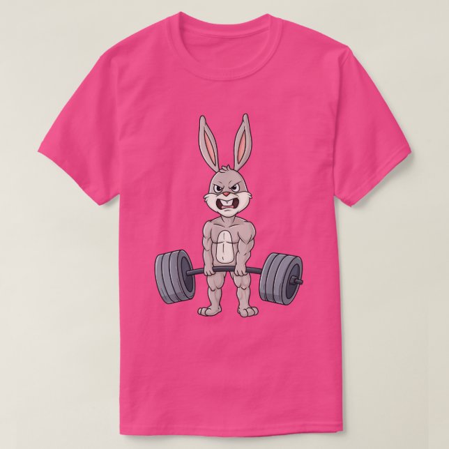 Easter Day Rabbit Weightlifting Funny Deadlift Fit T-Shirt (Design Front)