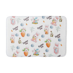 Easter Day Rabbits Pattern Bath Mat