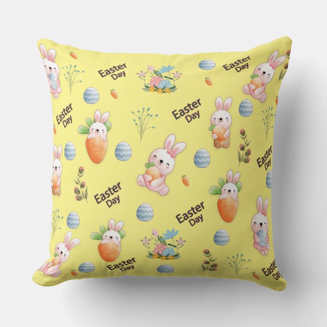 Easter Day Rabbits Pattern Cushion (Front)