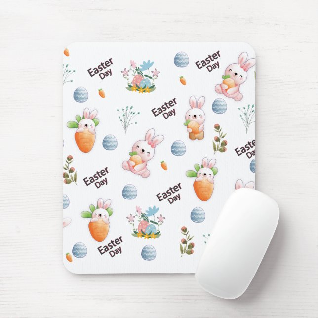 Easter Day Rabbits Pattern Mouse Mat (With Mouse)