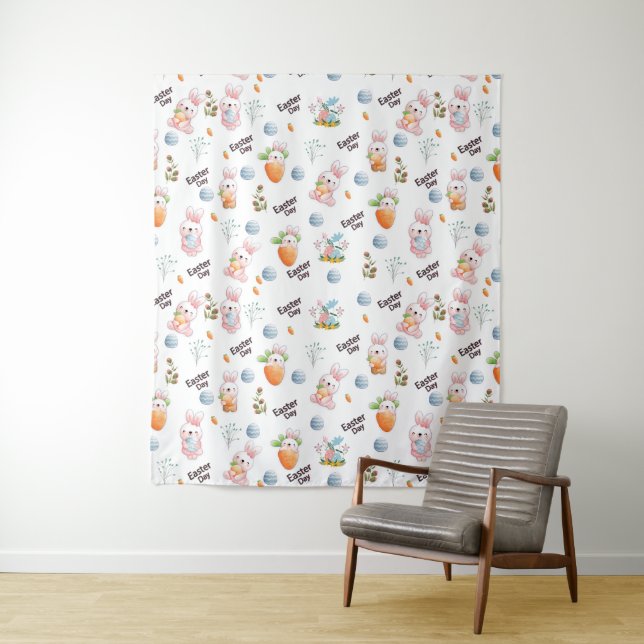 Easter Day Rabbits Pattern Tapestry (In Situ)