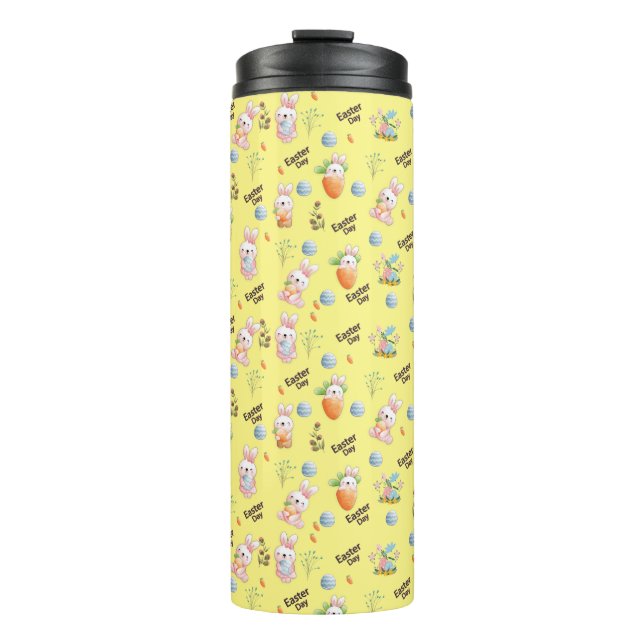Easter Day Rabbits Pattern Thermal Tumbler (Front)