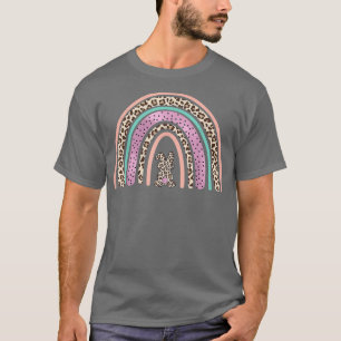 Easter Day Rainbow Leopard Bunny Egg Hunting Women T-Shirt