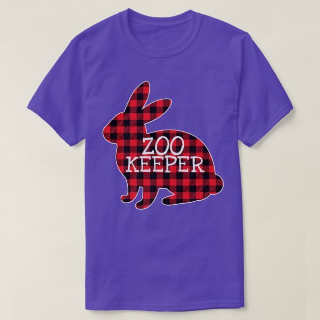 Easter Day Red Plaid Bunny Graphic Zoo Keeper Matc T-Shirt (Design Front)