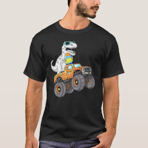 Easter Day Rex Dino Riding A Monster Truck Boys Gi T-Shirt