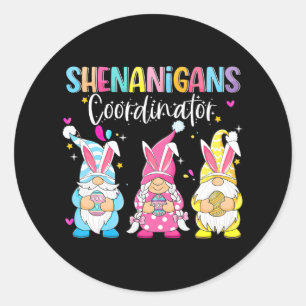 Easter Day Shenanigans Coordinator Gnome Rabbit Classic Round Sticker