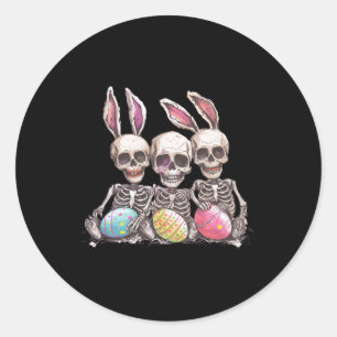 Easter Day Skeleton Easter Skeleton Bunny Ears Egg Classic Round Sticker