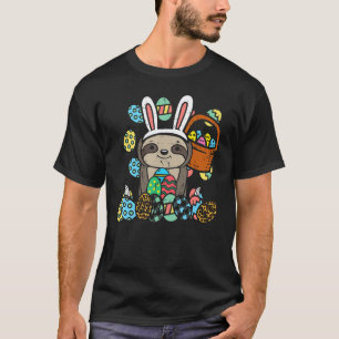 Easter Day Sloth Bunny Ears Eggs Basket Cute Men W T-Shirt