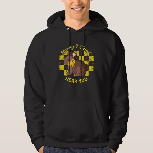 Easter Day Sorry I Can t Hear You Chocolate Bunny  Hoodie (Front)