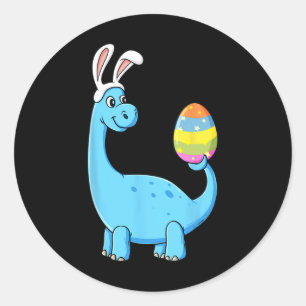 Easter Day T Rex Dino Rabbit Ears With Egg Boys Gi Classic Round Sticker