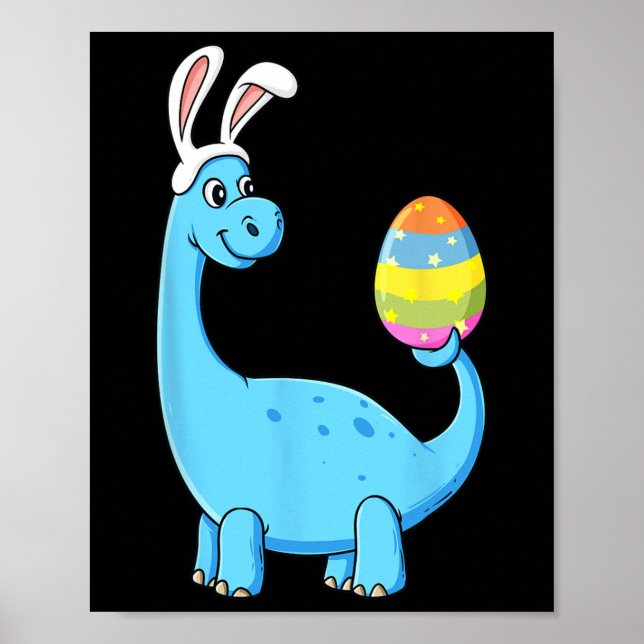 Easter Day T Rex Dino Rabbit Ears With Egg Boys Gi Poster (Front)