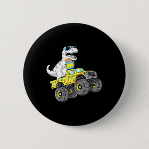 Easter Day T Rex Dino Riding A Monster Truck Boys 6 Cm Round Badge