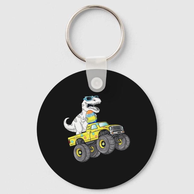 Easter Day T Rex Dino Riding A Monster Truck Boys  Key Ring (Front)
