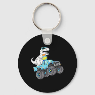 Easter Day T Rex Dino Riding A Monster Truck Boys Key Ring