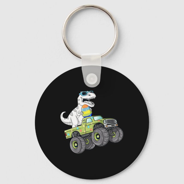 Easter Day T Rex Dino Riding A Monster Truck Boys  Key Ring (Front)