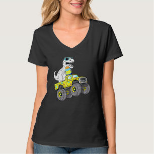 Easter Day T Rex Dino Riding A Monster Truck Boys T-Shirt
