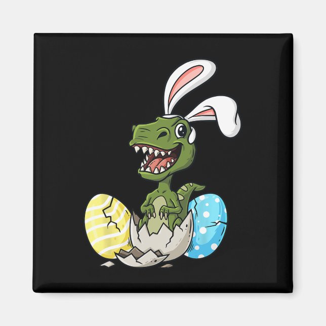 Easter Day T Rex With Bunny Ears Eggs Fun Boys Gir Magnet (Front)