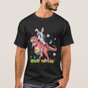 Easter Day Unicorn Riding T-rex Bunny Costume Gift T-Shirt