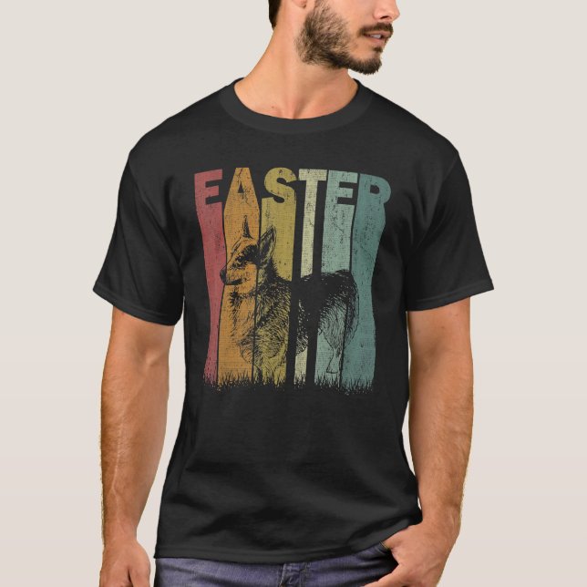 Easter Day Welsh Corgi Retro Graphic Funny Easter  T-Shirt (Front)